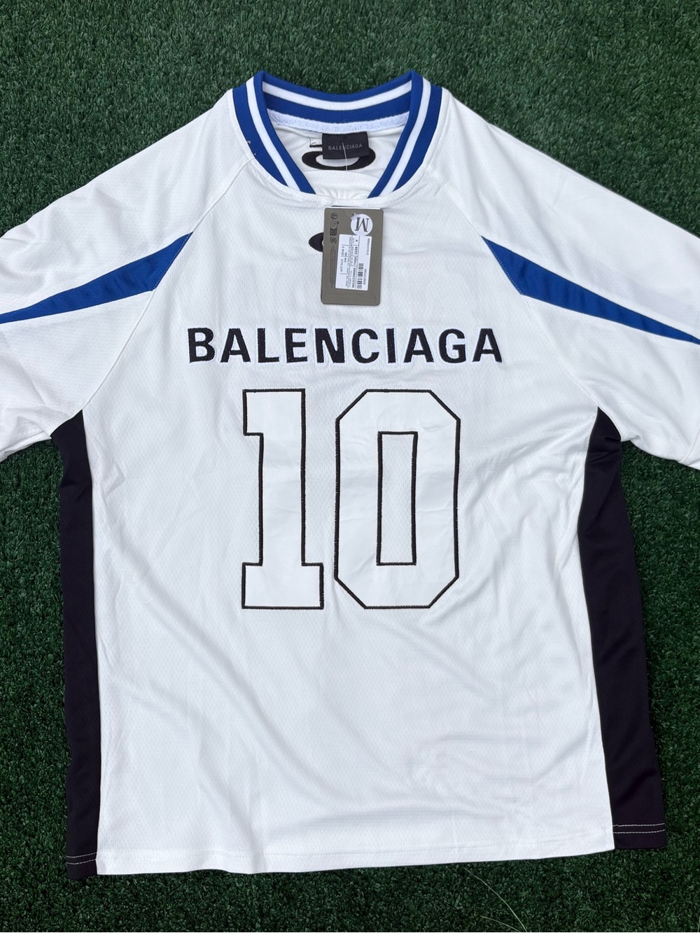 Balenciaga White & Blue Number 10 Jersey